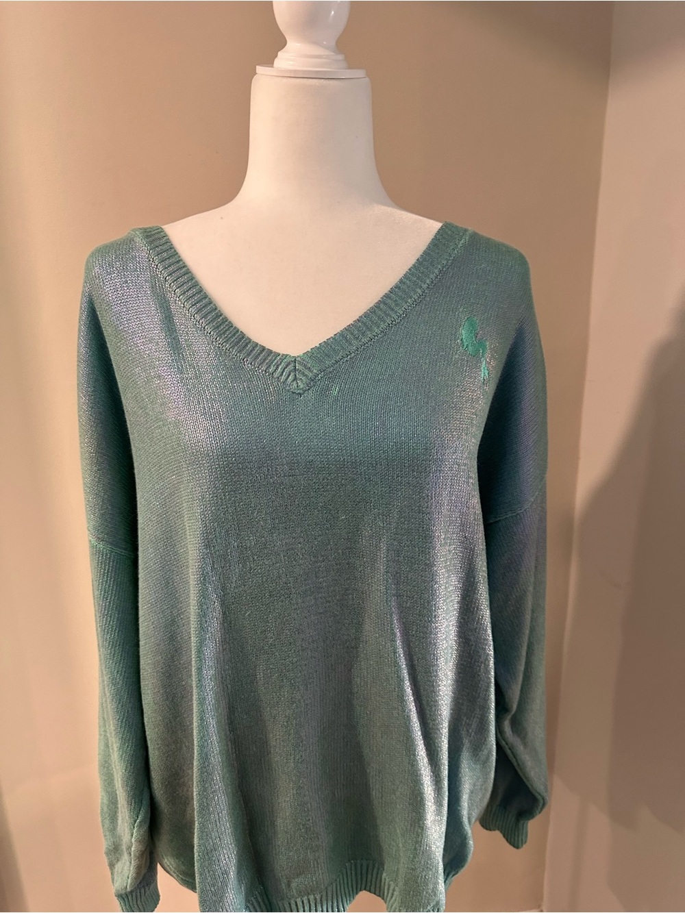 Disney Mint Green V-Neck Sweater